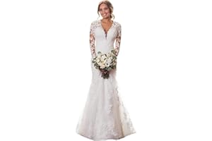 YMSHA Women's Beach Spaghetti Strap Wedding Dresses for Bride 2025 Boho Long Lace Bridal Gowns for Wedding YMS041