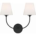 Crystorama Libby Langdon Sylvan 2 Light Black Forged Sconce with Glass Shades