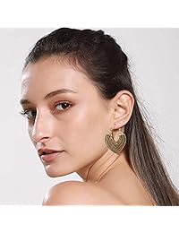Beutrvel Bohemian Vintage Dangle Earrings Retro Geometric Water Drop Hollow Peadant Boho Statement Earrings Set for Women Girls