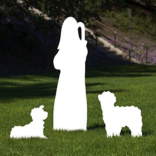 Outdoor Nativity Store Outdoor Nativity Set Add-on - Shepherd and Sheep (Large, White)