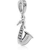 Luckybeads Sax Charm Music Charm 925 Sterling Silver Saxophone Bead Fit Original Bracelet