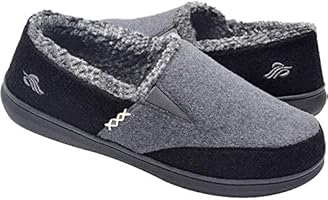 Zigzagger Men’s Closed-Back Wool-Like Blend Elastic Inserts Slippers Indoor-Outdoor House Shoes