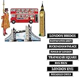 TCS Party Bundles British Wall Decorations 8 Piece Bundle London Street Signs British Cutouts