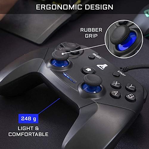 Controlador de jogos g-lab k-pad thorium para pc e ps3 com usb - vibração integrada - joystick para pc com windows 10-11, ps3, android (usb)