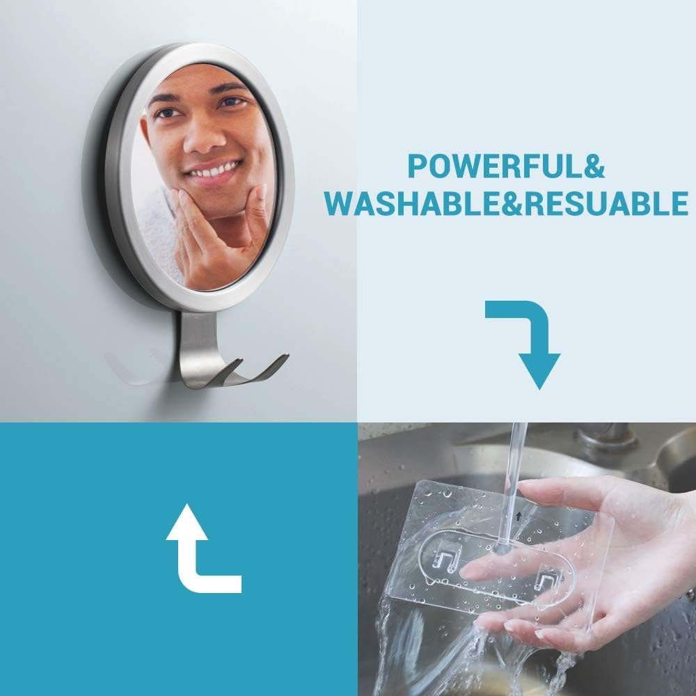 Fog Free Shower Mirror, LUXEAR Anti Fog Adhesive Round Shaving Mirror with Fogless Spray Razor Holder Easy Mirrors Viewing Ideal for Bathroom Home Wall Traveling, Shatterproof -