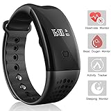 Heart Rate Watch, Arvin Blood Pressure Blood oxygen Monitor Smart Watch Sports Bracelet Wristband Activity Tracker Fitness Bracelet Cardio Watch with Pedometer Sleep Monitor for iPhone IOS Android