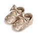 Itaar Baby Girl Moccasins Bow PU Leather Heart Embroidered Soft Soled Shoes for Infants Toddlers, Gold, 6-12 Months