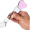 Epichao Novelties Glass Dildo Crystal Penis Glass Wand G-spot Stimulation Female Masturbator (Large Heart)
