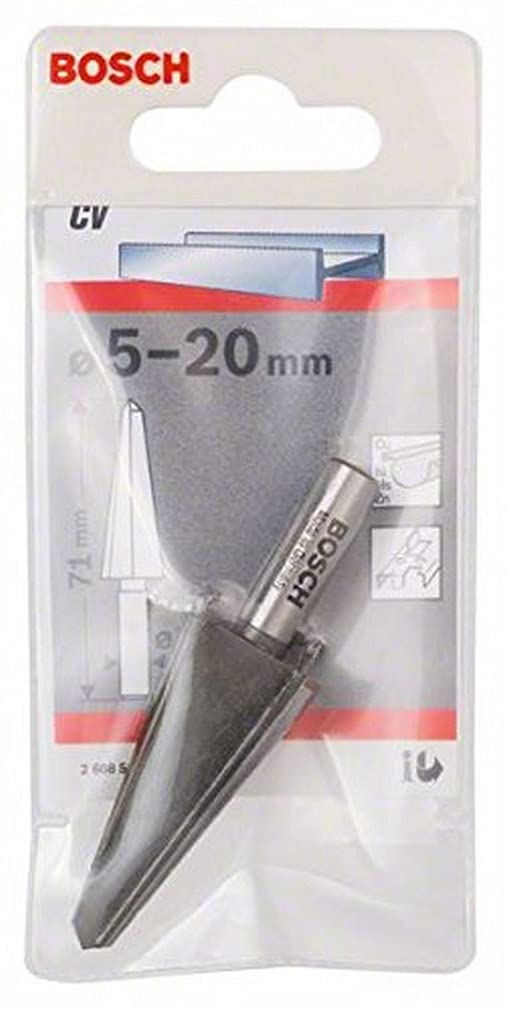 Bosch Accessories 2608596669 Sheet Metal Cone Bit of Chrome Vanadium, 0 V, Silver, 5-20 mm