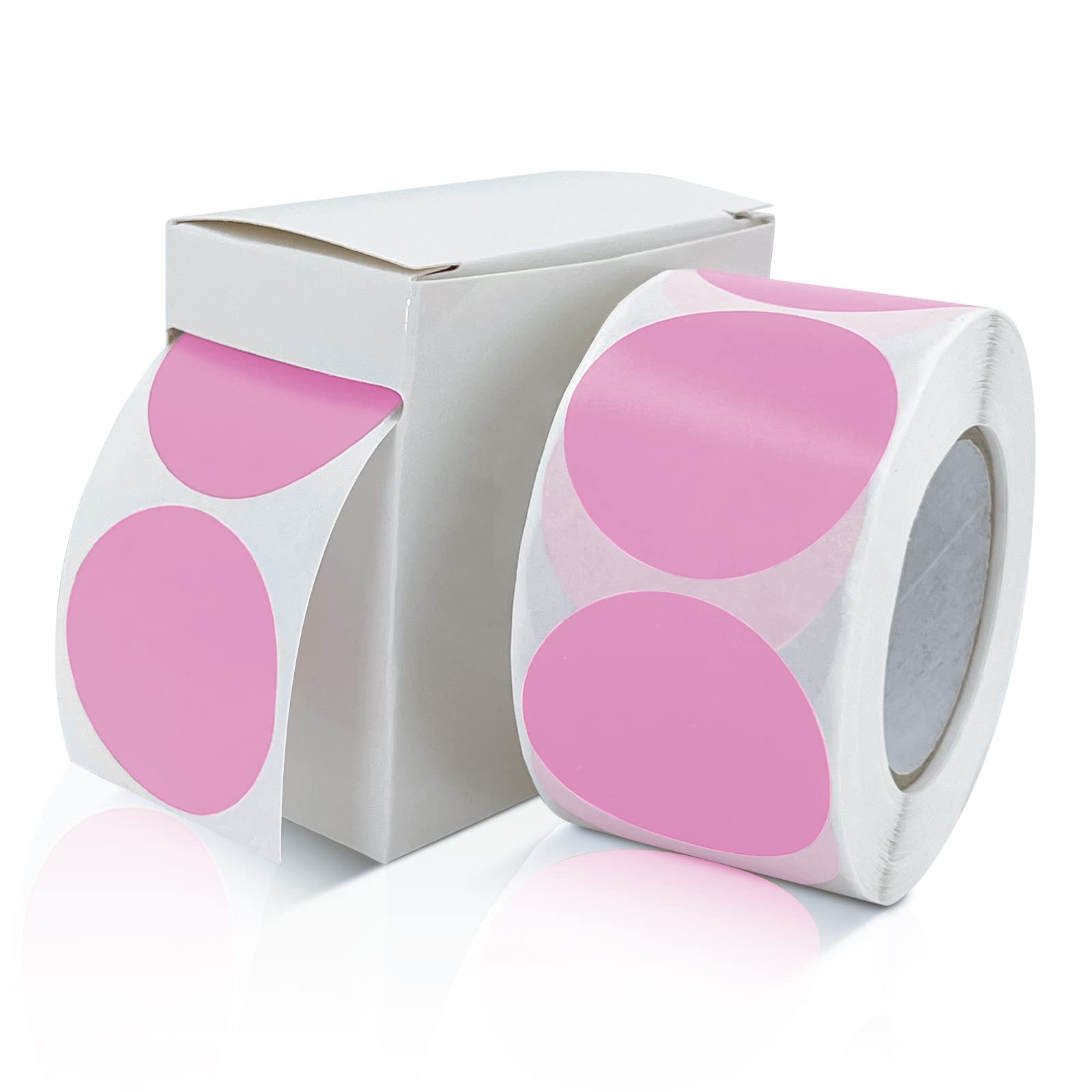 Round Stickers Pink 38mm Circle Labels with Dispenser Box Color Coding Dot Sticker Waterproof Removable Roll of 500