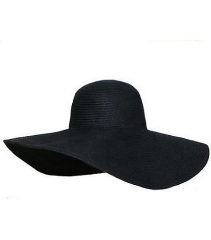 Women\'s Wide Brim Straw Sun Hat Beach Floppy Summer Linen Cap Black Leather Tie 1 PK Black Summer Wide Brim Beach Straw Sun Hat Women main image 3