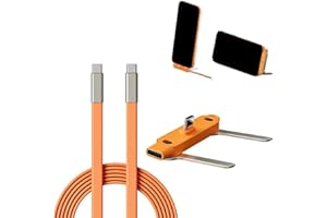 240W USB C to USB C Fast Charging Cable with 360° Rotatable Invisible Phone Stand, Detachable 2-in-1 Stand Adapter, 5ft Liqui