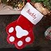 Personalized Dog Paw Christmas Stocking Red