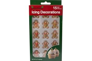 OASIS SUPPLY Christmas Holidays Edible Cake Decorations - Candy or Cupcake Topper - 15 Count Gingerbread Man Assortment