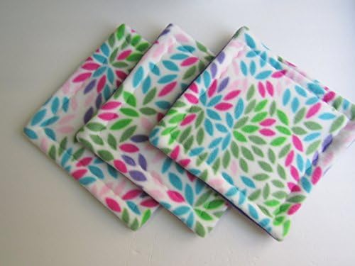 Fleece Cage Liner, Absorbent Liner, Tidy Mat Size, 9 x 9 inches | Set of 3 | Colorful Mums