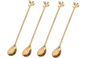 Long Handle Gold Teaspoon, 7.4 "for ice Cream, Coffee, Tea, Mixers, Milkshakes and Cold Drinks Elegant Stainless Steel Mixing