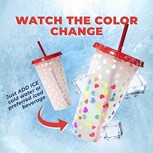 Monadey Color Changing Cups with Lids and Straws 5 Pack 24 oz Plastic