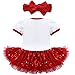 TIAOBU Baby Girls Sequins Santa Tutu Romper Headband Outfits My First Christmas White, Red 3 Months