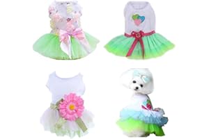 Clopon Dog Dresses Pack Dog Tutu Dress Female Yorkie Dresses Teacup Girl Puppy Clothes Extra Small Puppy Outfit XS