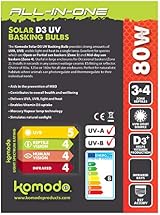 Komodo Solar D3 UV Basking Bulb 80W for Desert Tropical Reptile Habitats view 4
