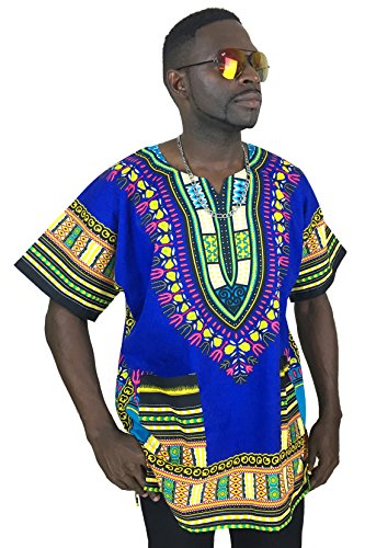 Vipada's Dashiki Shirt African Top Men's Dashiki Blue L