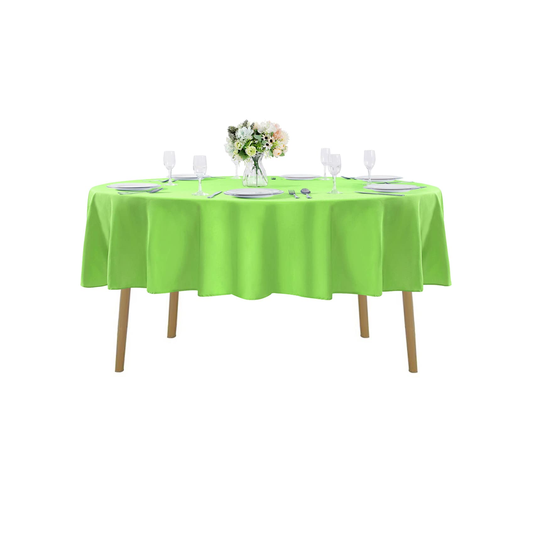 Cupuamon 70 inch Round Tablecloth Washable Polyester Table Cloth Decorative Table Cover for Wedding Party Dining Banquet（70 inch,Apple Green）