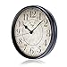 JUSTUP Wall Clock, 12 inch Metal Silent Non-Ticking Retro Clock Black Vintage European Style Battery Operated with HD Glass Easy to Read for Office School Indoor Decor