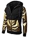 URBANCREWS Mens Hipster Hip Hop Alligator PU Trim Hooded Fleece Jacket
