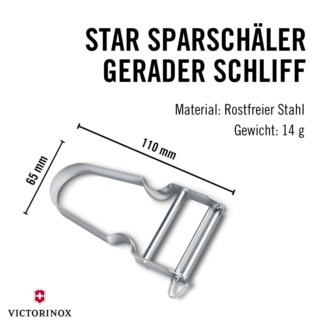 Victorinox Sparschäler STAR, Kartoffelschäler, Zweischneidig mit Pendelklinge, Extra Scharf, Metallgriff, Swiss Made 2