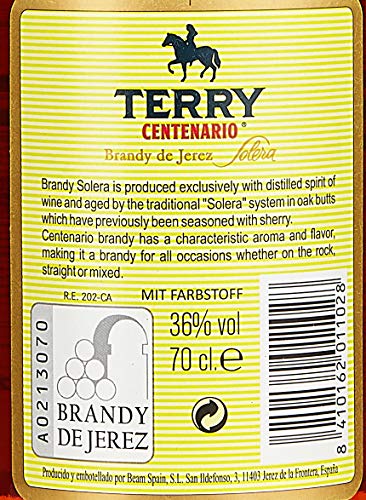 Terry Centenario Brandy I harmonischer und milder Geschmack I Spaniens beliebtester Brandy I 36 Prozent Vol | 700ml… – Bild 5
