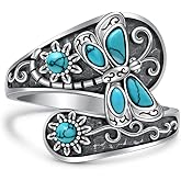 Iringnier Spoon Ring Dragonfly Ring for Women Sterling Silver Turquoise Dragonfly Gifts for Mom Vintage Jewelry Spoon Jewelry