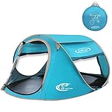 G4Free Pop Up Tent Beach Cabana Instant Backpacking Sun Shelter Water Resistant Camping Cabin Tent Automatic Setup Beach Tents Anti-UV Ventilation for 2-3 person(Lake Blue)