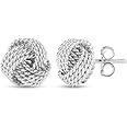 LeCalla Sterling Silver Love Knot Stud Earrings | 925 Sterling Silver Love Knot Earrings Jewelry | Lightweight Italian Design Twisted Love-Knot Stud Earrings for Women