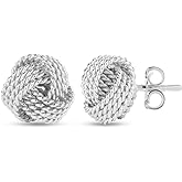 LeCalla Sterling Silver Love Knot Stud Earrings - Lightweight Italian Design Twisted Earrings for Women