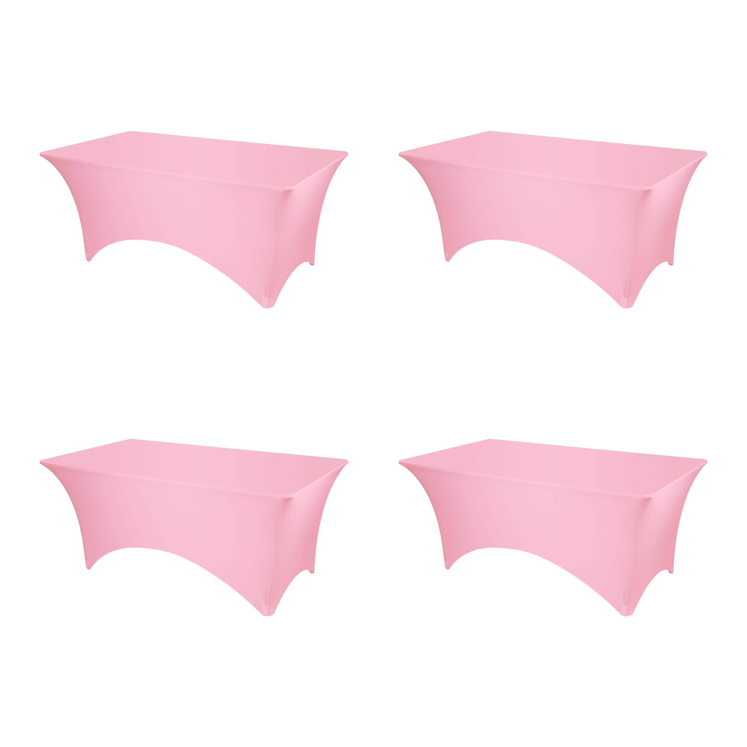 Photo 1 of BRILLMAX 4 Pack Pink Fitted Spandex Table Covers - 6ft Stretch Tablecloths for 6 Foot Rectangle Cloths Rectangular Bulk Linen Fabric Elastic for Wedding Reception Banquet Birthday Party