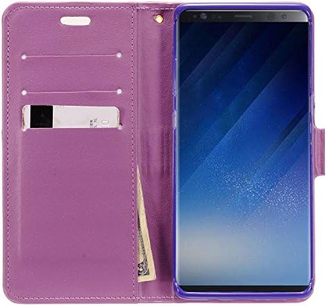 Samsung Galaxy Note 8 (2017 Release), GADGETFARMER Pu Leather Folio Wallet Flip Protective Case Cover With Kickstand Feature (Solid Purple)