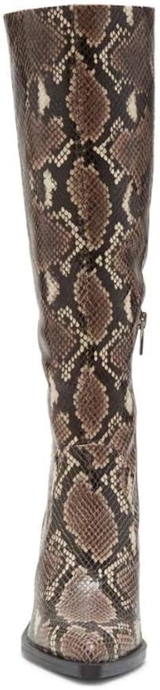 hai serpent snake print leather tall block heel boots