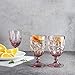 Colored Glass Goblet Vintage - Inspired Pressed Pattern Glass Wedding Goblet - 8.5 Ounce (Pink)
