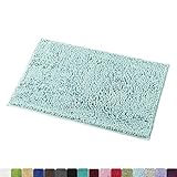 MAYSHINE 20x32 inch Non-Slip Bathroom Rug Shag Shower Mat Machine-Washable Bath mats with Water Absorbent Soft Microfibers of - Spa Blue