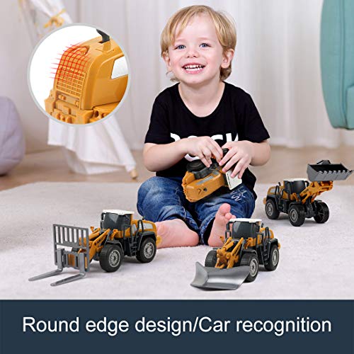 4-in-1 Take Apart Die Cast Car Toys,Construction Equipment Trucks Set with Equipment Vehicles, Builder, Roadblock, Cones and Accessories ,Pretend Engineering Game for Boys Girls Toddlers Kids - Thumbnail 3