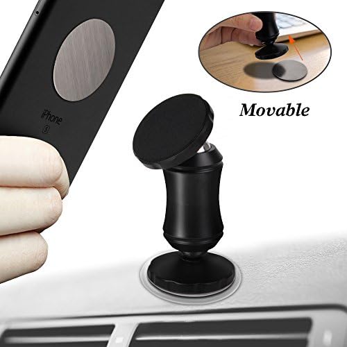 Movable Magnetic Phone Car Mount - Double 360°Rotation Cell Phone Holder for Dashboard, Desk, Wall, Floor for iPhone 8 / 7 / iPad / Galaxy S8 / S7 and Other Tablets