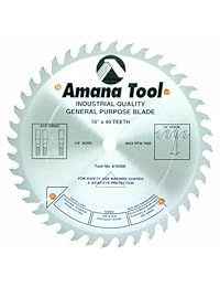 Amana Herramienta 610400 Propósito general Cortar 10 pulgadas 40 dientes ATB 5 8 de diámetro hoja de sierra