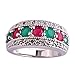 Psiroy 925 Sterling Silver Created Gemstone Filled Half Eternity Band Ring