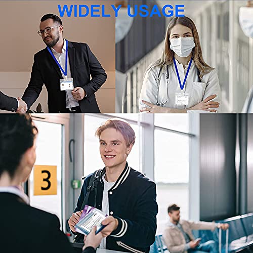 ID Card Badge Holder Protector with Lanyard, 4x3 Inch Horizontal Record Cards Holder Card Cover Holder Waterproof Resealable Zip,12 Sets