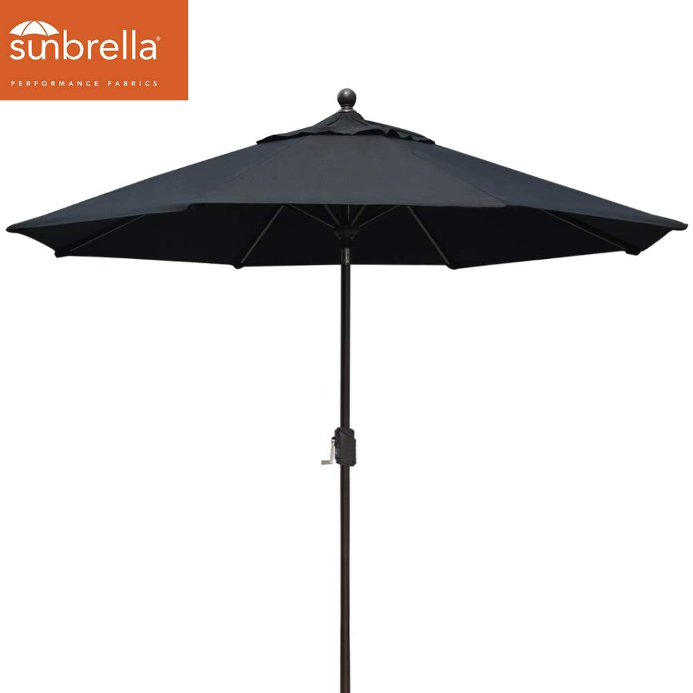 EliteShade Sunbrella 9Ft Market Umbrella Patio Outdoor Table Umbrella with Ventilation (Sunbrella Black)