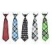 Boys Neckties Formal Wear Pre-Tied Polyester Necktie Set Elastic Neck Strap Tie Set of 5, St3, One Size