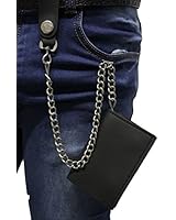TFJ Men Black Wallet Silver Metal Chain Biker Fashion Jeans Keychain Biker Rocker Style