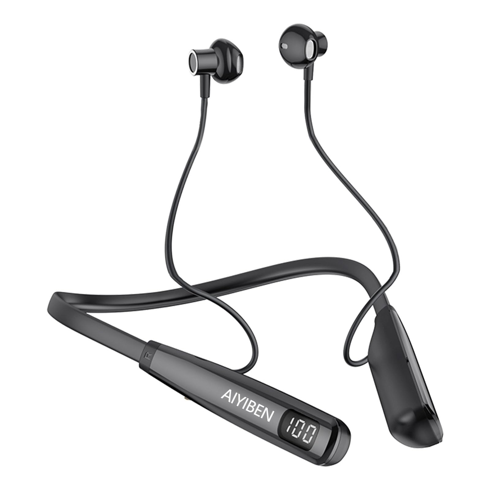 Photo 1 of AIYIBEN Wireless Earbuds with LED Power, Running Ear Buds 100 Hours Playtime, semi-in-Ear Bluetooth Headphones with Microphone for Running and Exercising in The Gym (Y10L)