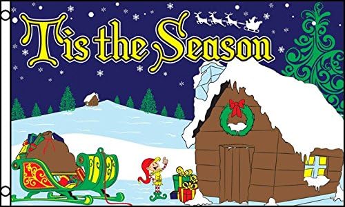 AZ FLAG, Tis The Season Flag, 3x5 Ft, 100D Polyester Winter Christmas Banner with Two Metal Grommets, Fade Resistant