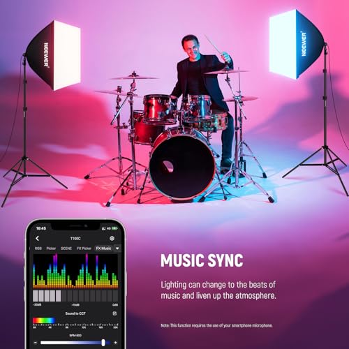 Neewer RGB Softbox Lighting Kit with App Control & 9 Effect Modes, 2 Pack 24W CE/UKCA Certified LED Bulbs CRI93+ TLCI98+, E27 Porcelain Sockets, 24" Softboxes, for Studio Photography Lighting, NK800